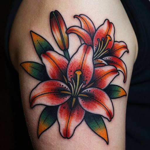 Neo Traditional Lily Tattoo Art