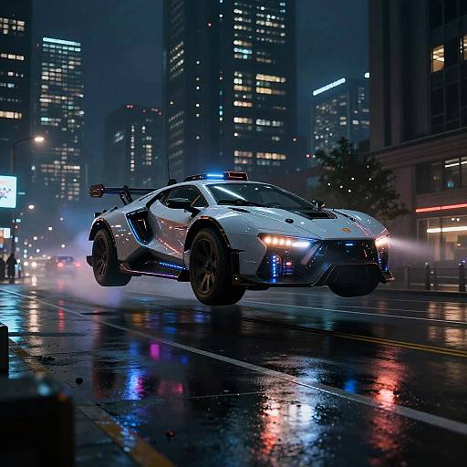 Futuristic Hover Vehicle in Cyberpunk City