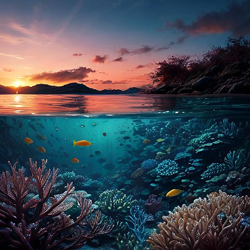 Underwater Paradise: A Colorful Sunset