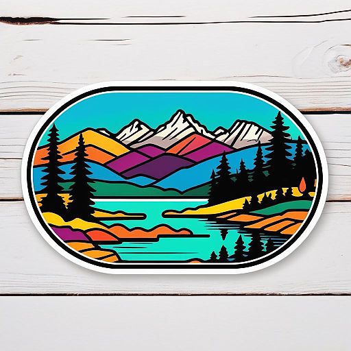 Joyful Retro Style Adirondack Mountains Sticker Joyful Retro Style Adirondack Mountains Sticker