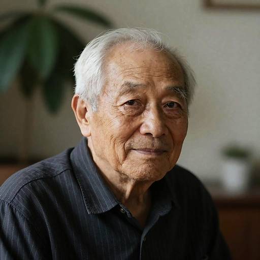 Close-Up of an Elderly Man Indoors