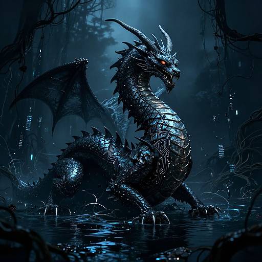 Cybernetic Hydra in Dark Fantasy