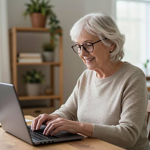 Warm Elderly Woman Working Indoors