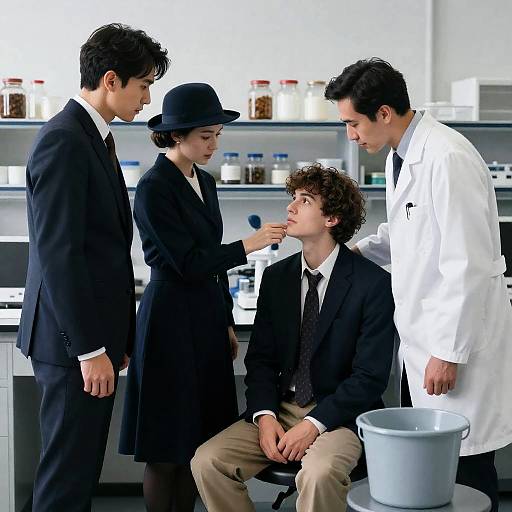 Laboratory Scene with Stylish Figures