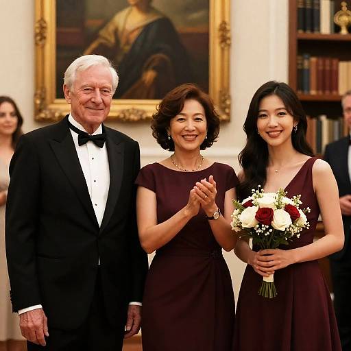 Three Generations in Formal Wear at Elegant Indoor Event