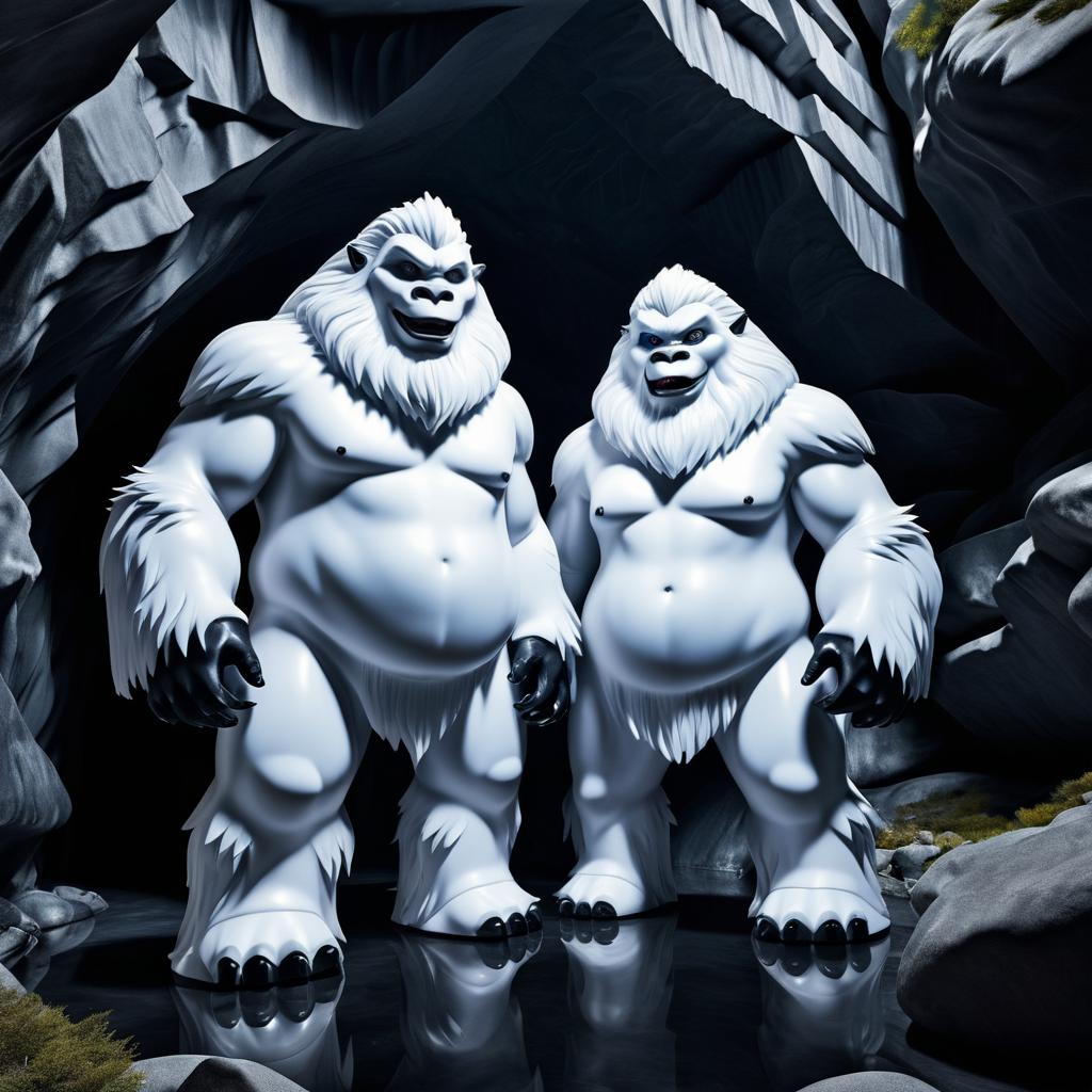 Sinister Yetis in Mountainous Cave