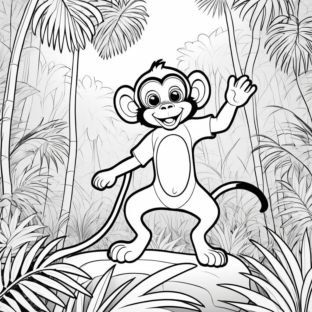 Playful Monkey Coloring Page for Kids