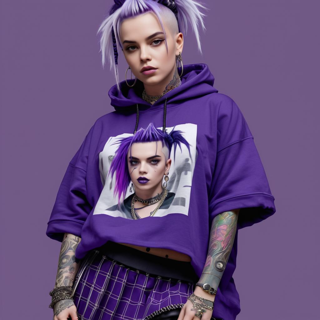 Hyperrealistic Punk Portrait of Billie Eilish