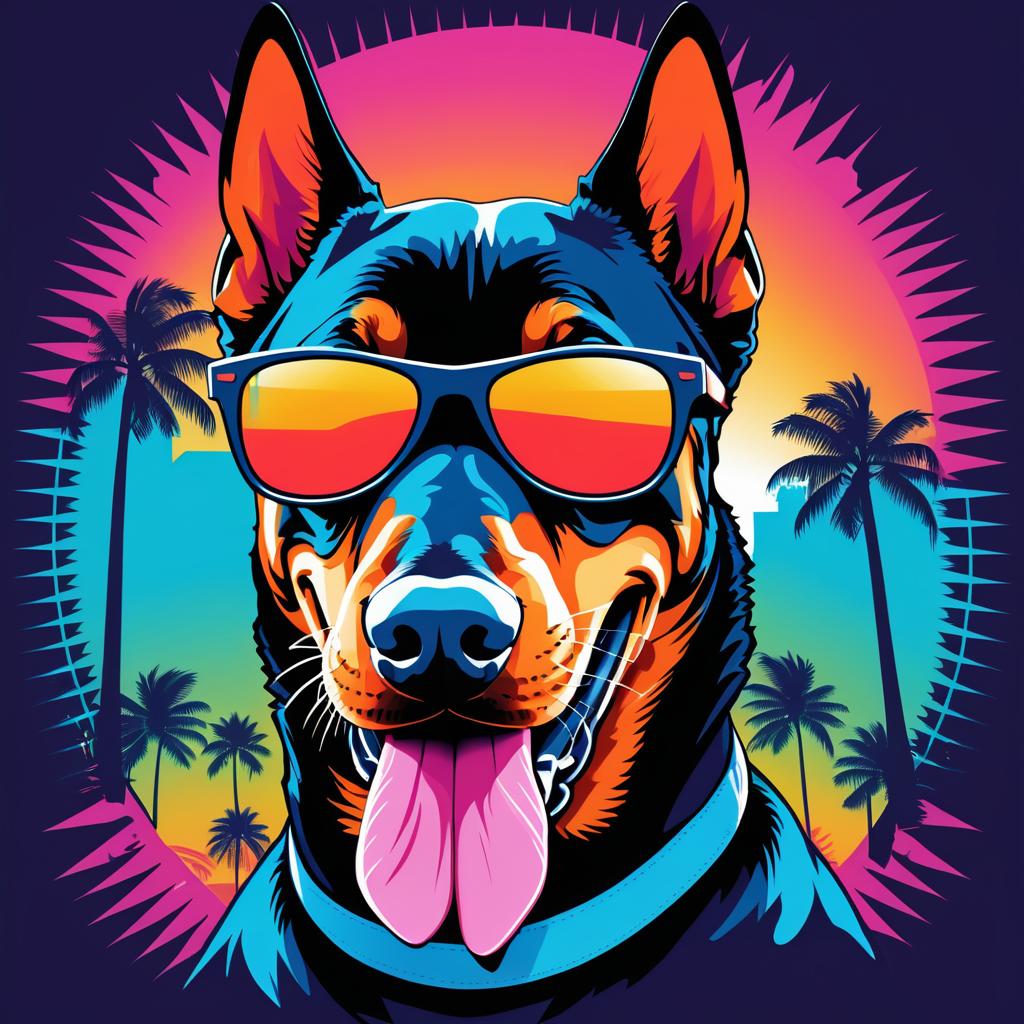 Retro Aggressive Doberman T-shirt Design