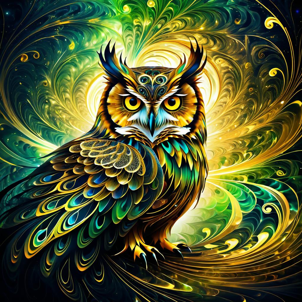 Majestic Owl in Ethereal Swirls