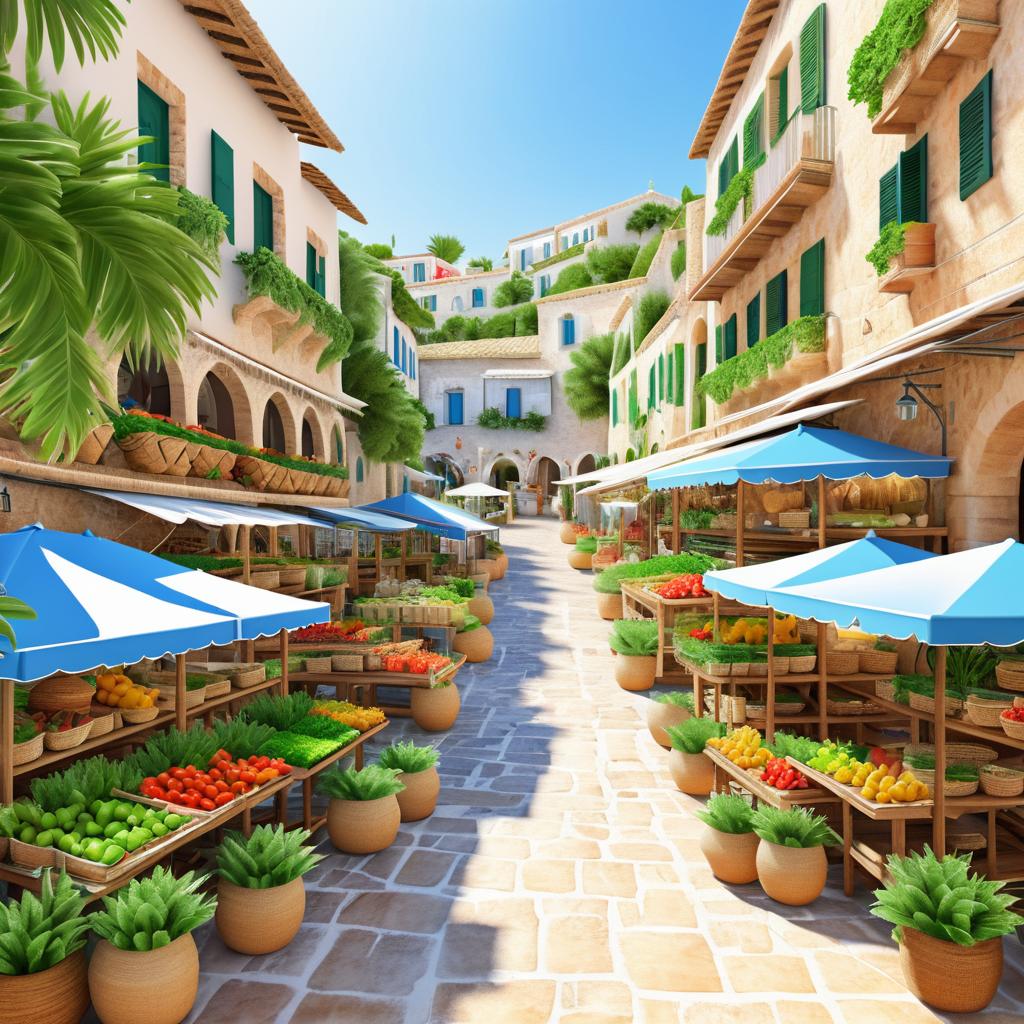 Charming Mediterranean Coastal Market Scene