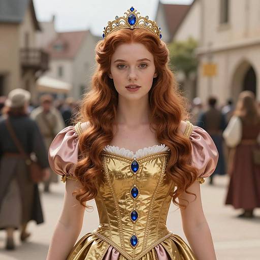 Medieval Princess in Golden Costume