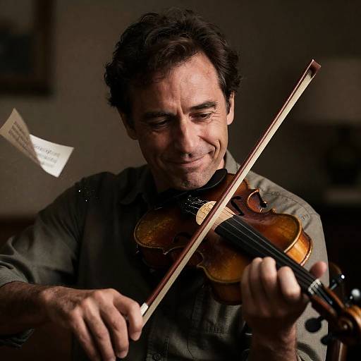 Chiaroscuro Portrait of a Melancholic Violinist