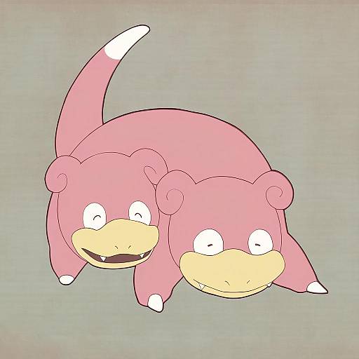 Illustration of Slowpoke, pokemon in the style of Tokoroten (hmmuk)