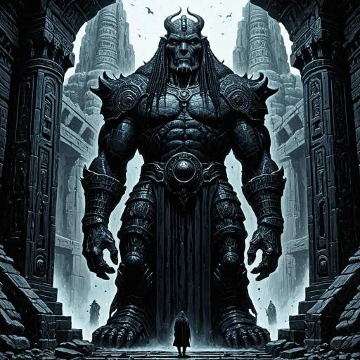 Sentient Obsidian Golem in Ancient Temple