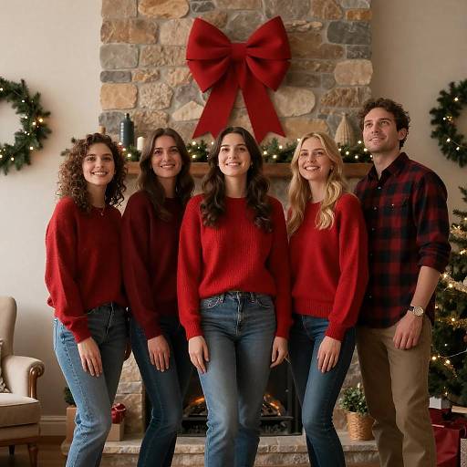 Smiling Friends in a Festive Room