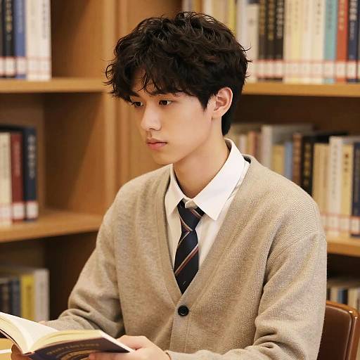 Textured Crop Hairstyle in Library Nook