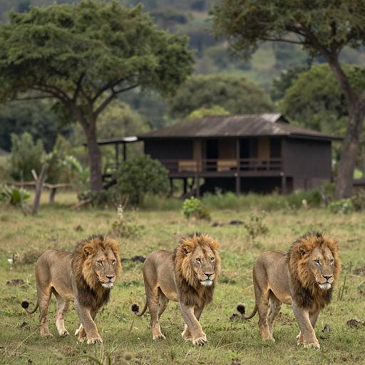 Majestic Male Lions in Grassy Savanna
