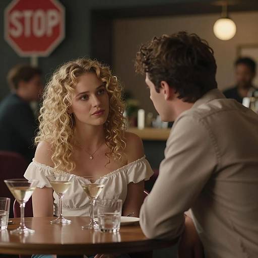 Couple Talking at Bar Table