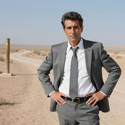 Confident Man in Desert Landscape