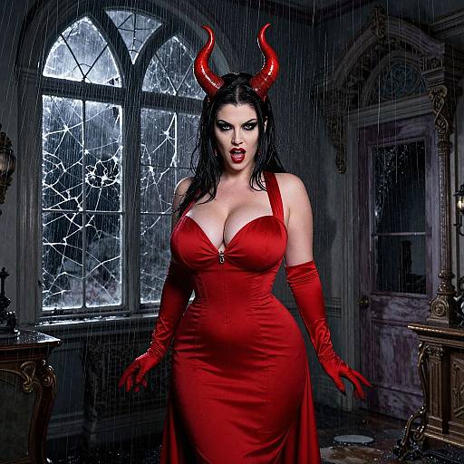 Devil Woman in Gothic Mansion