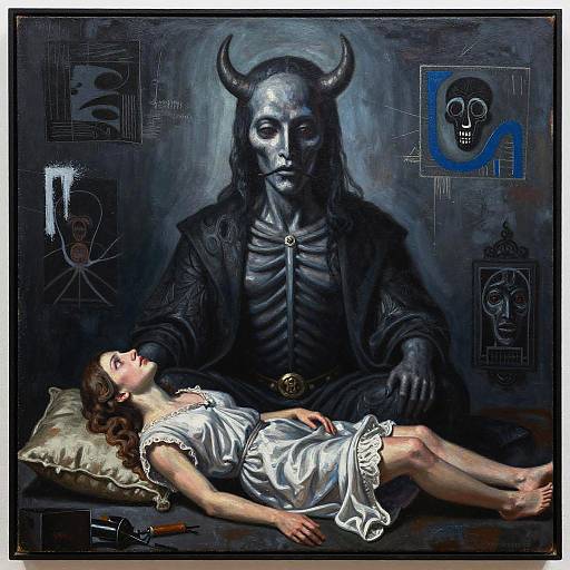 Neoclassical Nightmare God in Basquiat Style