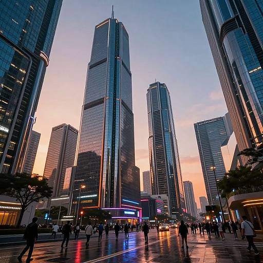 Futuristic Cyberpunk Cityscape at Sunset