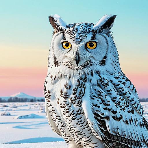 Detailed Frost Snowy Owl Portrait