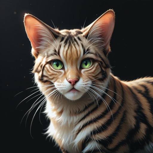 Realistic Cat Portrait with Green Eyes Realistic Cat Portrait with Green Eyes