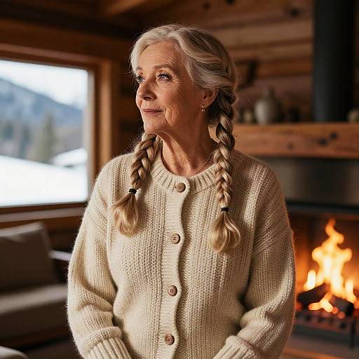 Elderly Woman with Dutch Braids