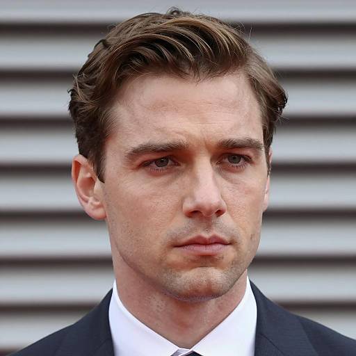 Focused Man in Dark Suit Portrait