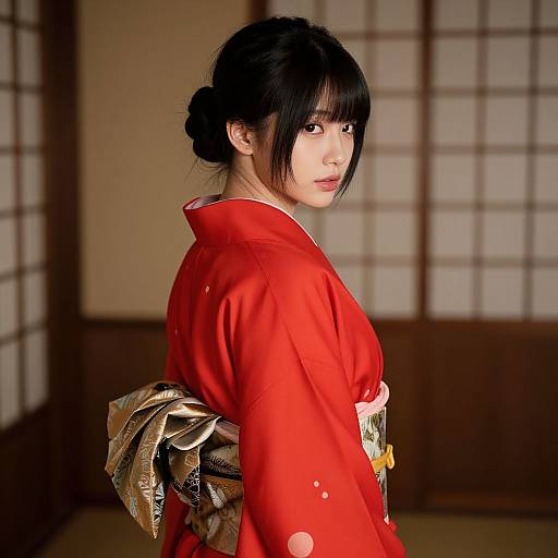Realistic Abby in Red Kimono
