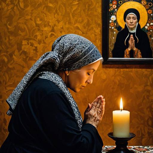 Middle-Aged Woman Praying in Klimt Style