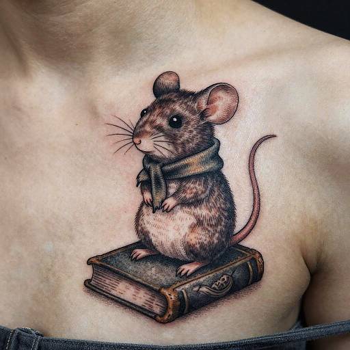 Vintage Mouse Tattoo with Scarf