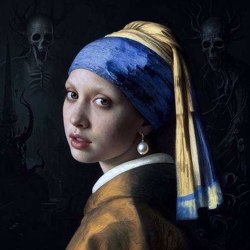 Eerie Girl with Pearl Earring in 8K