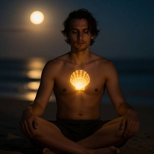 Man with Glowing Seashell Tattoo