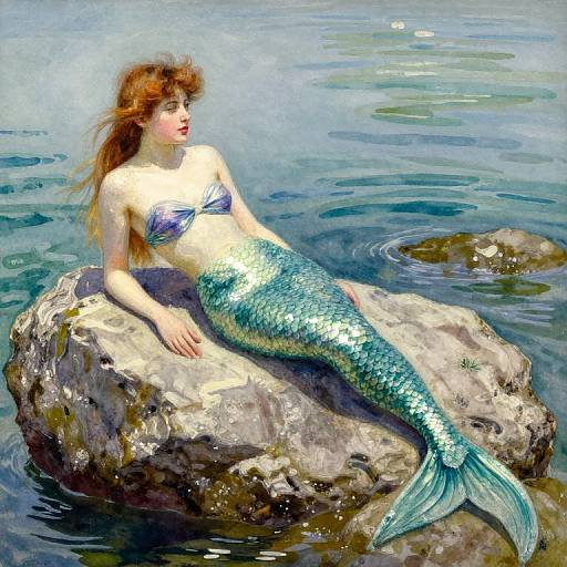 Colorful Mermaid Watercolor by Sargent