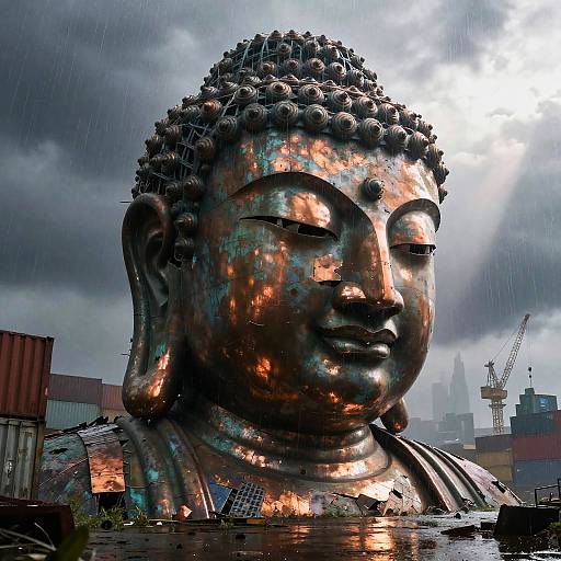 Colossal Broken Copper Buddha Statue