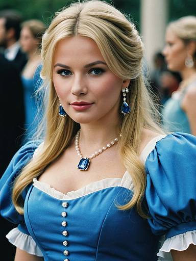 Belle Blue Dress Blonde Jewelry Portrait