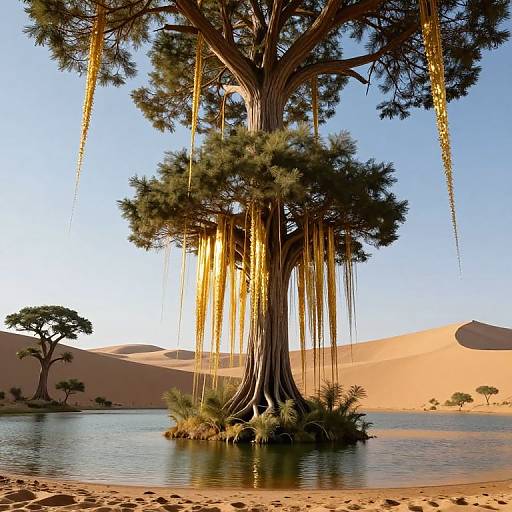 Upside-Down Forest Island in Desert Lake