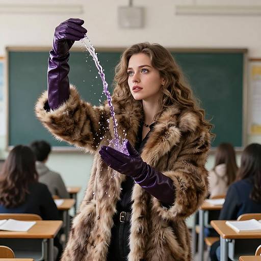 Siberian Girl with Magical Purple Water