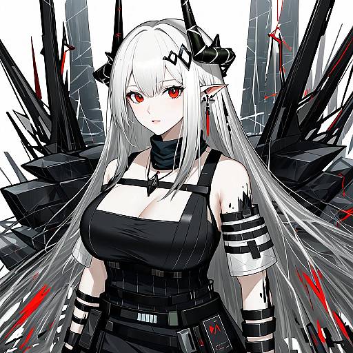 Illustration of Mudrock (obsidian) (arknights), arknights in the style of Sen (sansui)