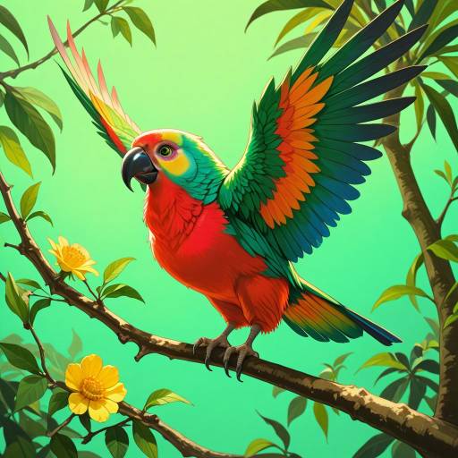Vibrant Parrot in Flight Among Nature Vibrant Parrot in Flight Among Nature