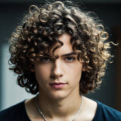 Realistic Portrait of Boy with Curly Hair