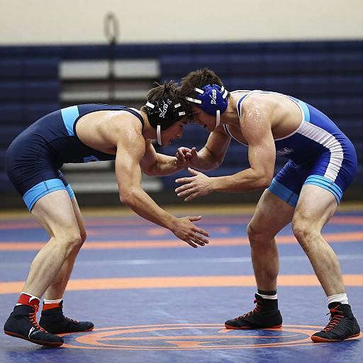 Intense Muscular College Wrestling Match