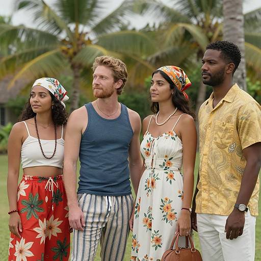 Relaxed Group Portrait in Tropical Setting