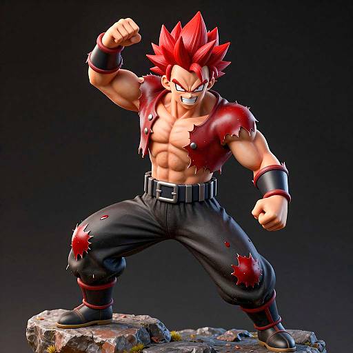 Dynamic Muscular Anime Character Stance