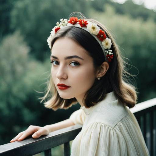 Portrait of Young Woman with Floral Headband