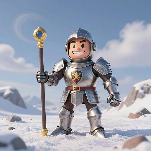 Whimsical Controller Knight on Snowy Peak