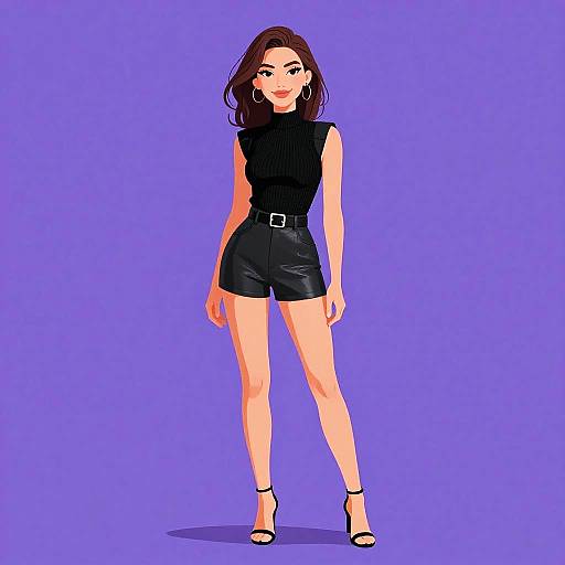 Edgy Modern Woman in Black Outfit